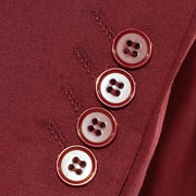 Men's Burgundy 3-Piece Slim-Fit Suit
