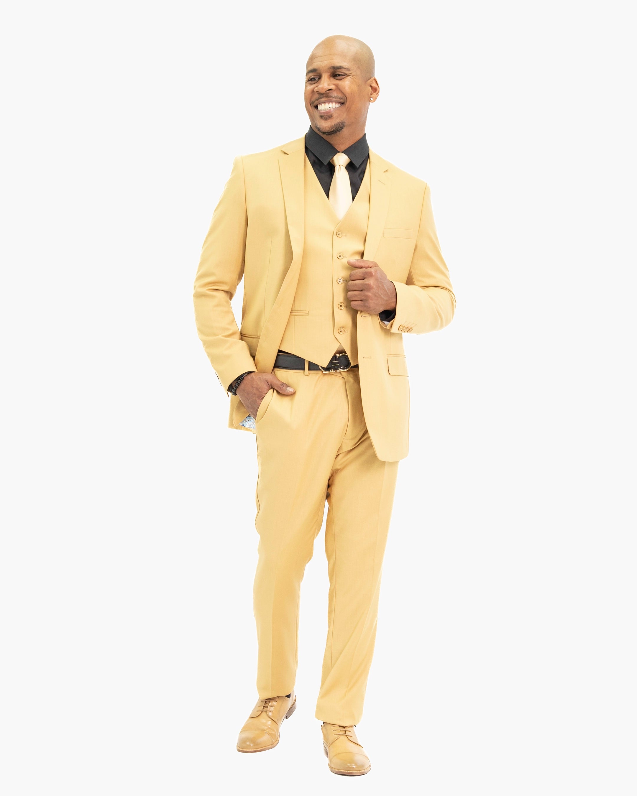 Camel Stretch 3-Piece Slim-Fit Suit