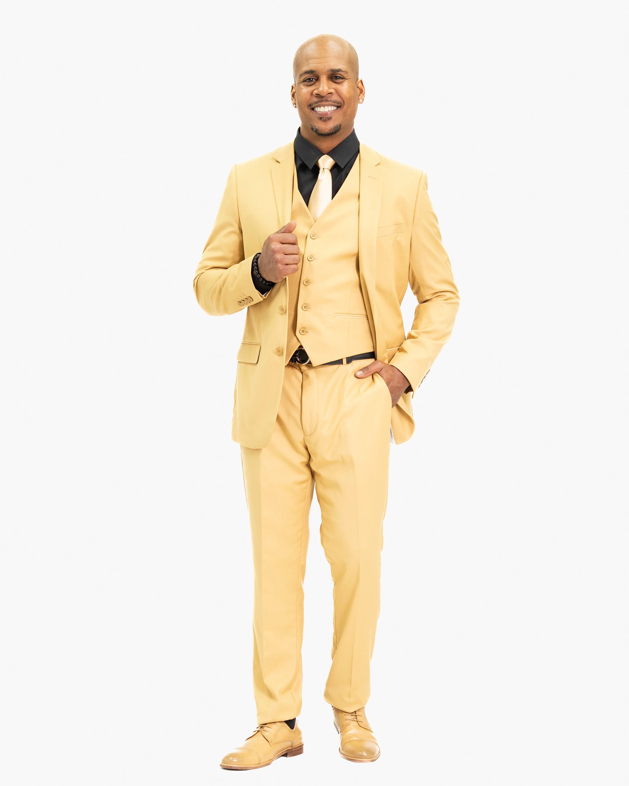 Camel Stretch 3-Piece Slim-Fit Suit