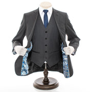 Men's Charcoal Black 3-Piece Slim-Fit Suit