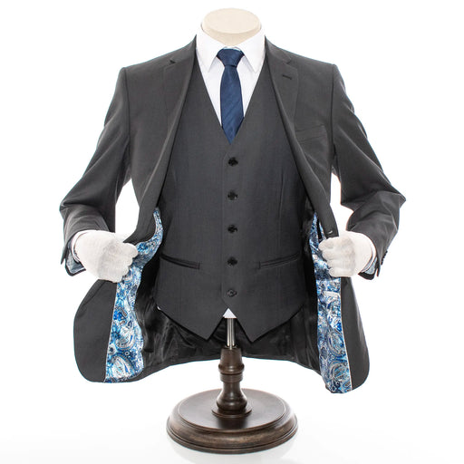 Men's Charcoal Black 3-Piece Slim-Fit Suit
