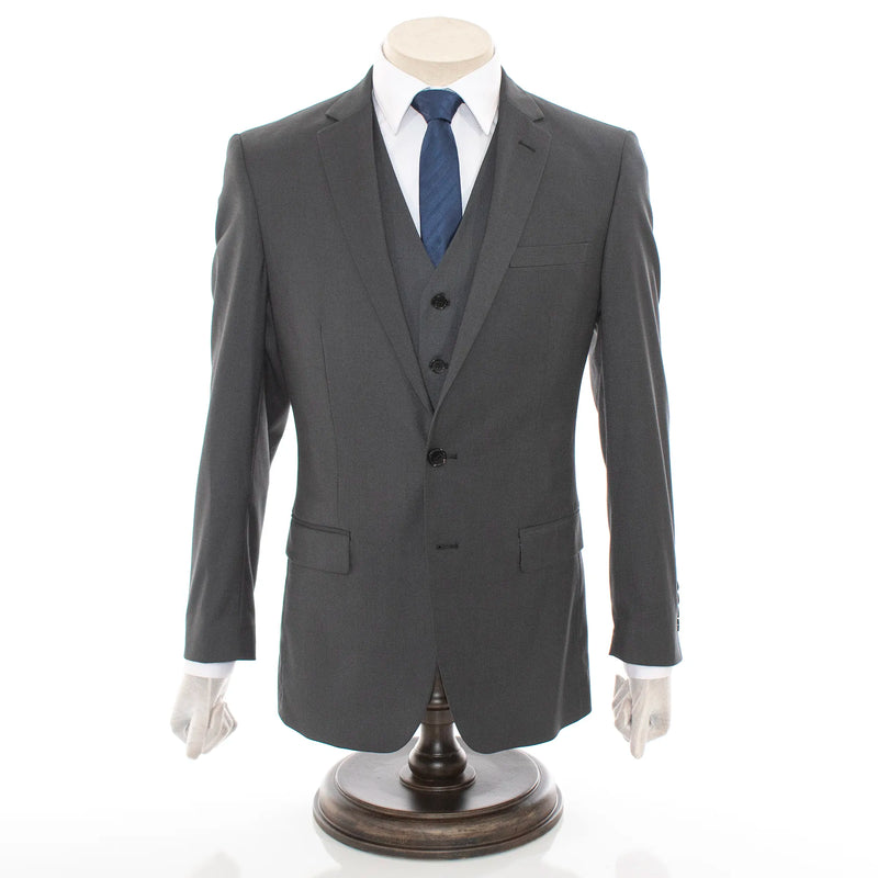 Men's Charcoal Black 3-Piece Slim-Fit Suit