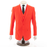 Men's Coral Orange 3-Piece Slim-Fit Suit