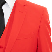 Men's Coral Orange 3-Piece Slim-Fit Suit