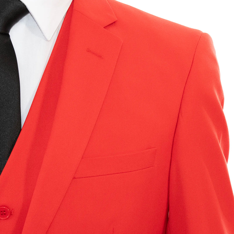 Men's Coral Orange 3-Piece Slim-Fit Suit