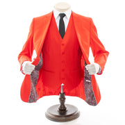 Men's Coral Orange 3-Piece Slim-Fit Suit