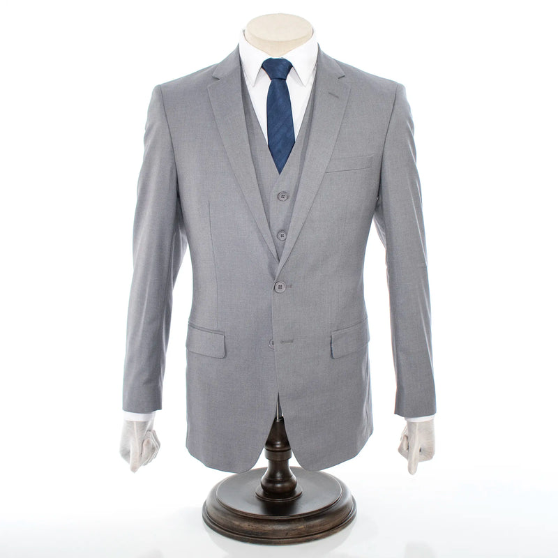 Gray Stretch 3-Piece Slim-Fit Suit