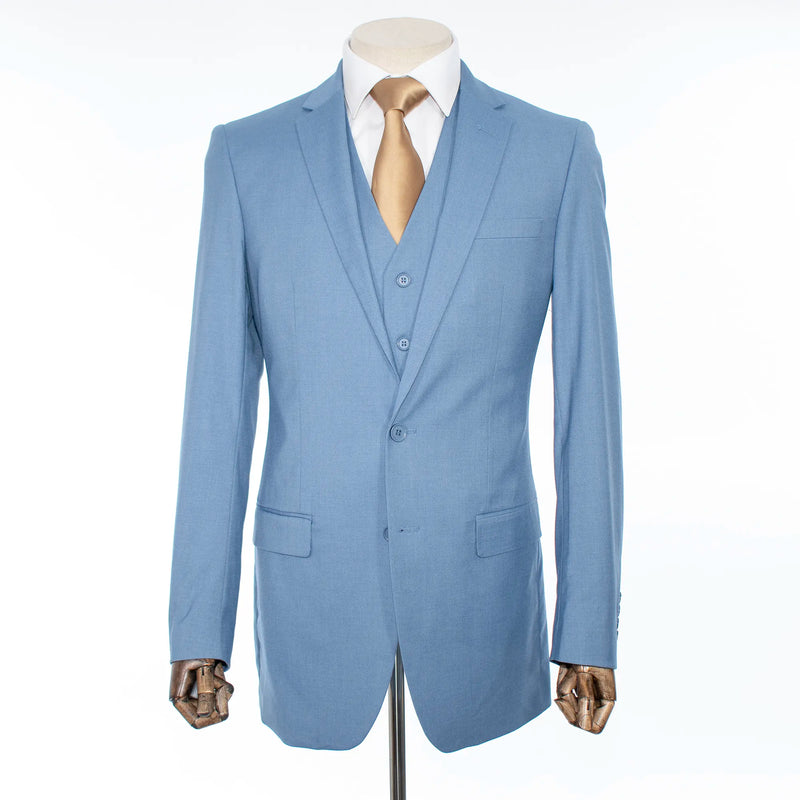 Ocean Blue Stretch 3-Piece Slim-Fit Suit