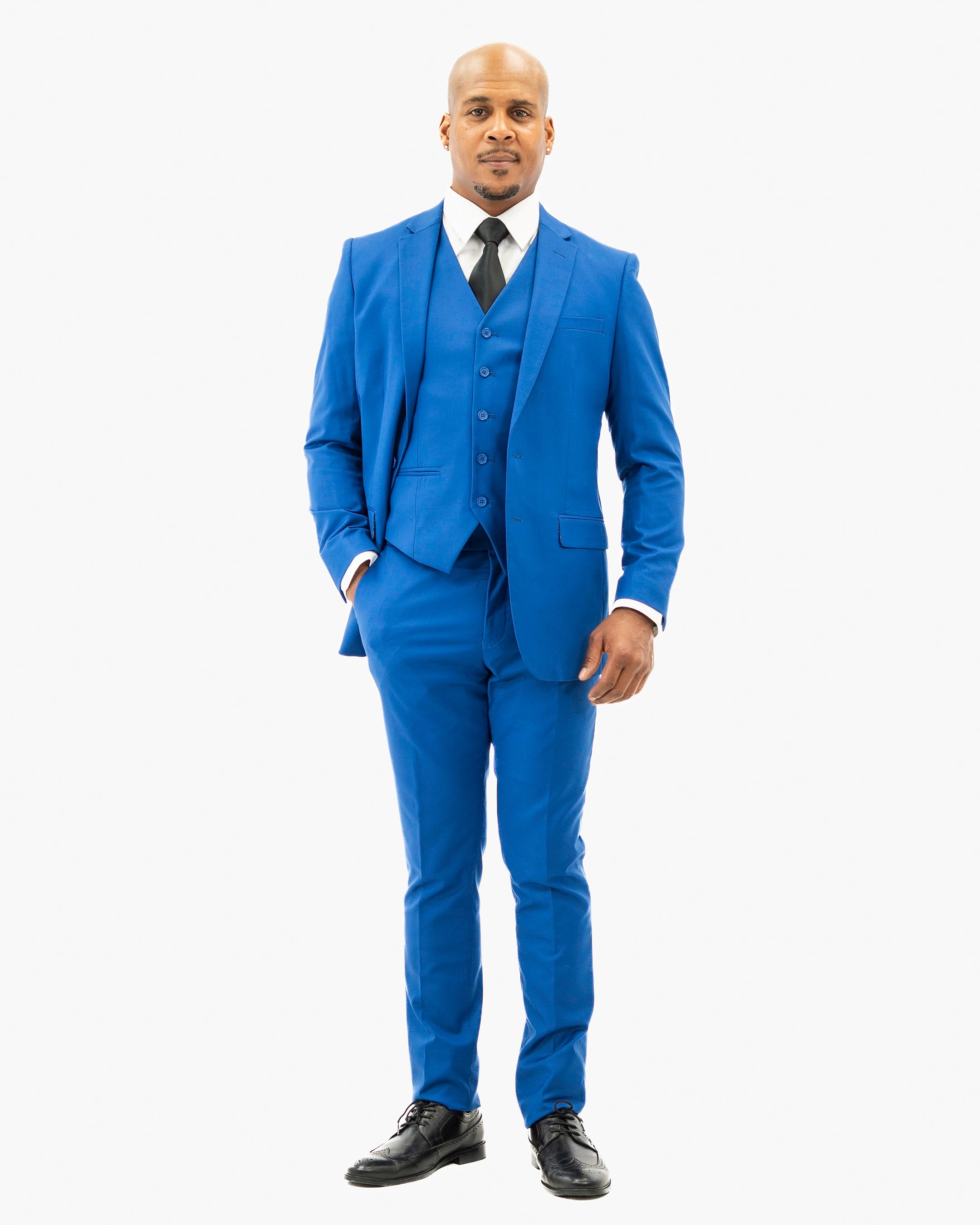 Royal Blue Stretch 3-Piece Slim-Fit Suit