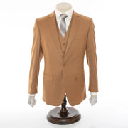 Men's Taupe Brown 3-Piece Slim-Fit Suit