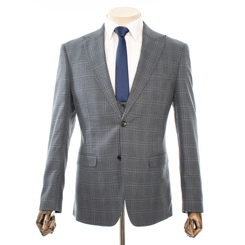 Charcoal Plaid 3-Piece Slim-Fit Suit