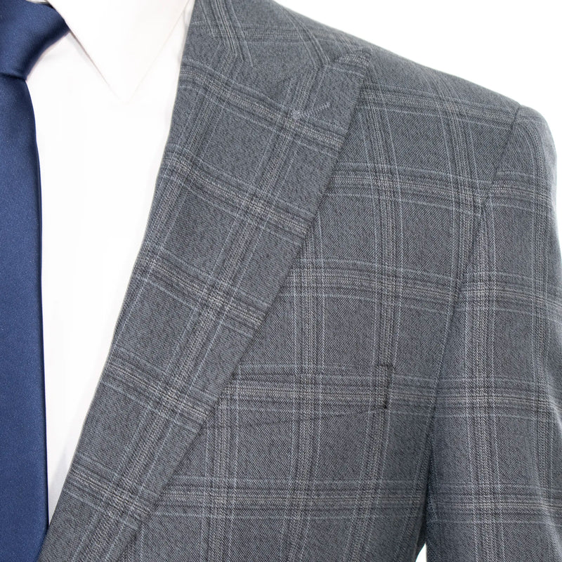 Charcoal Plaid 3-Piece Slim-Fit Suit