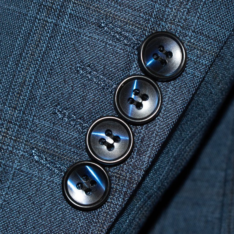 Cobalt Blue Plaid 3-Piece Slim-Fit Suit