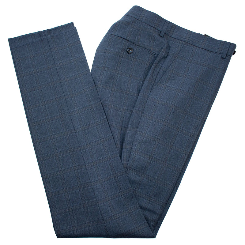 Cobalt Blue Plaid 3-Piece Slim-Fit Suit
