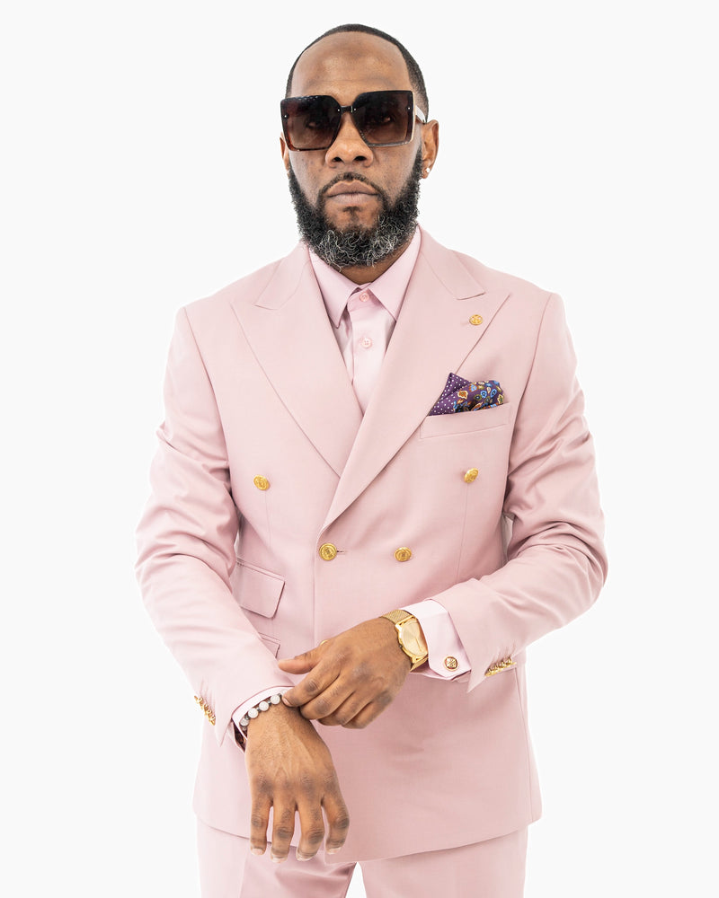 Dusty Rose Double-Breasted 2-Piece Slim-Fit Suit