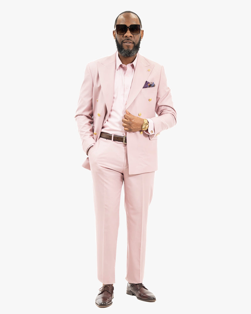 Dusty Rose Double-Breasted 2-Piece Slim-Fit Suit