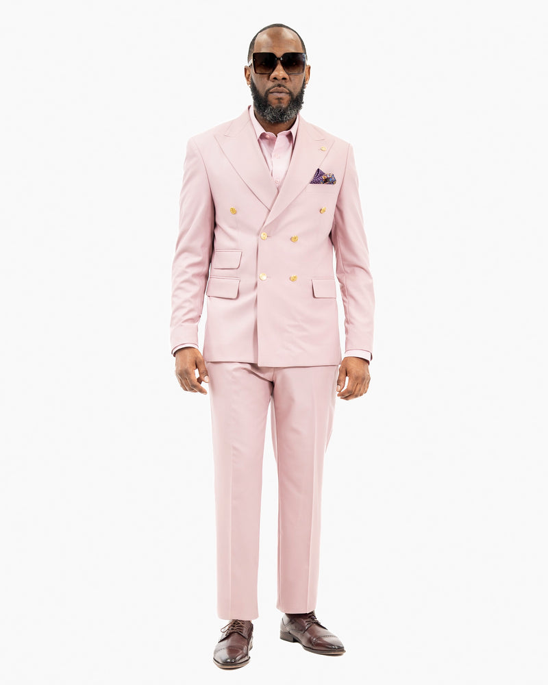 Dusty Rose Double-Breasted 2-Piece Slim-Fit Suit