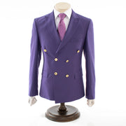 Men's Purple 2-Piece Tailored-Fit Suit With Peak Lapels And Gold Buttons