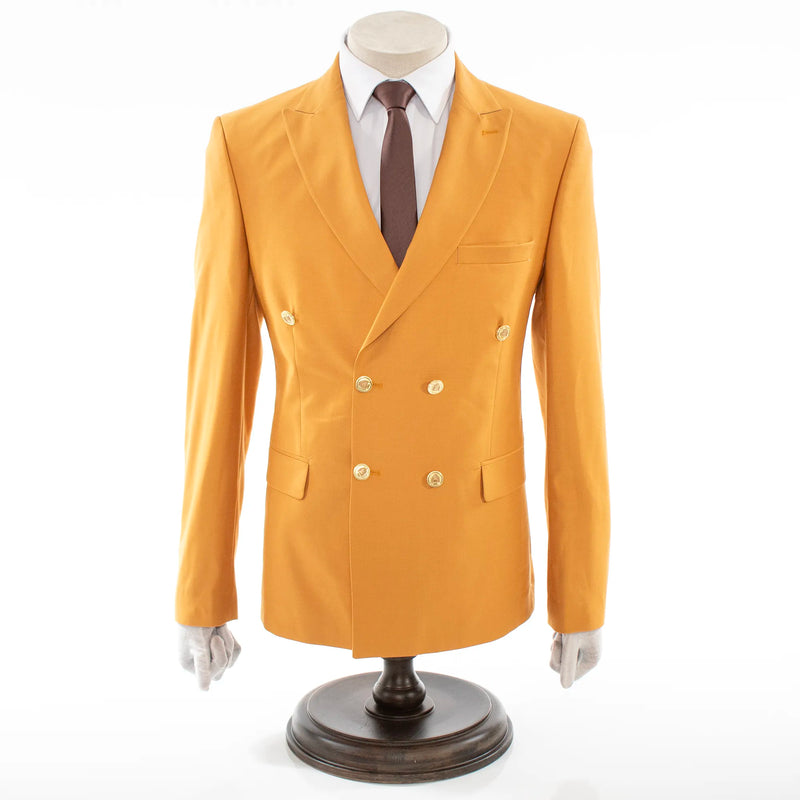 Men's Copper 2-Piece Tailored-Fit Suit With Peak Lapels And Gold Buttons