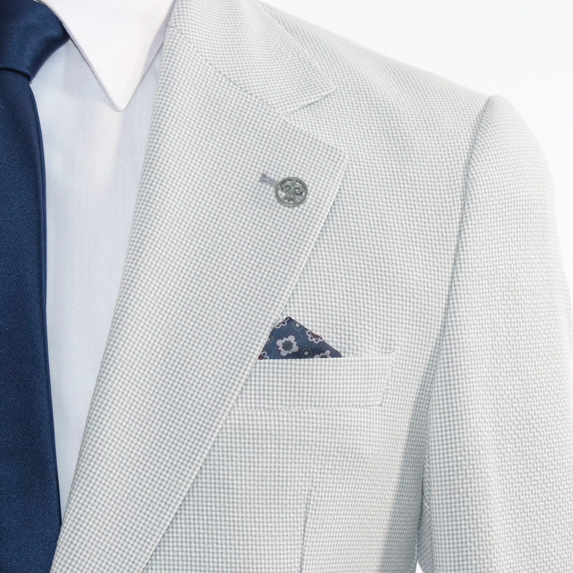 Men's Light Gray Minicheck Seersucker Slim-Fit Suit