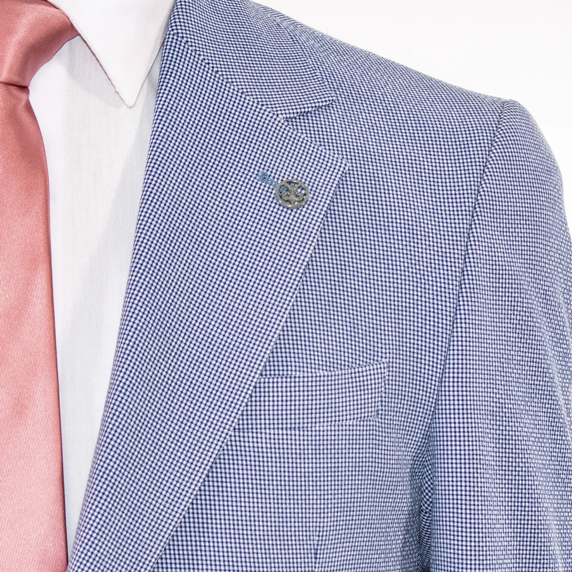 Men's Light Blue Minicheck Seersucker Slim-Fit Suit