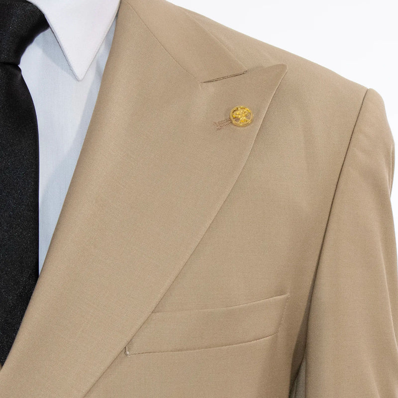 Dark Khaki Double-Breasted 2-Piece Slim-Fit Suit