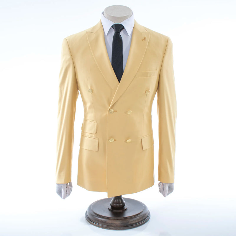 Khaki Double-Breasted 2-Piece Slim-Fit Suit