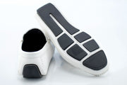 White Leather Driving Loafer with Fashion-Bit