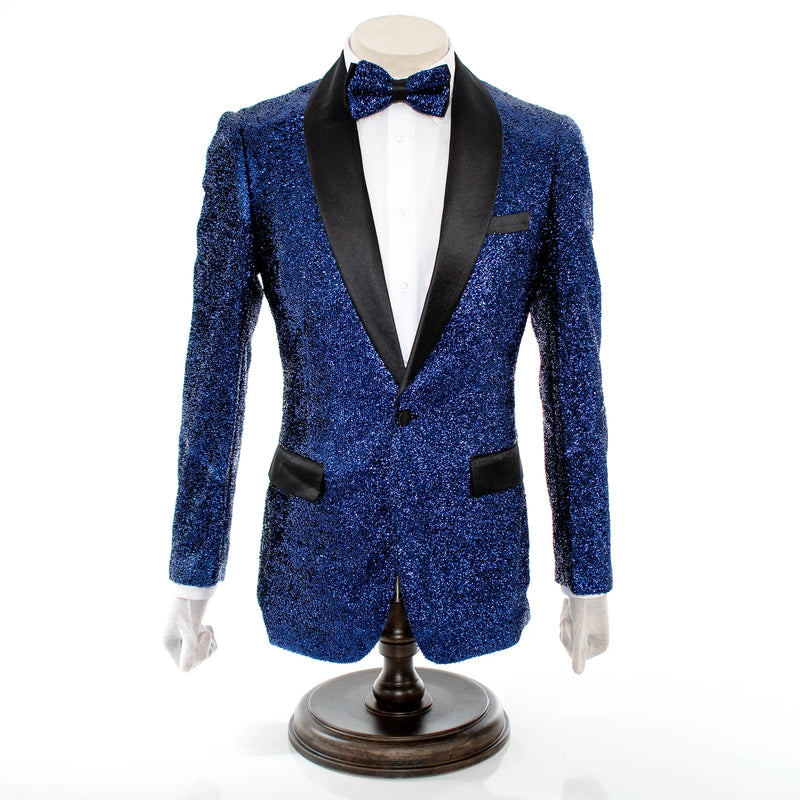 Men's Sparkling Midnight Dark Blue 2-Piece Slim-Fit Tuxedo