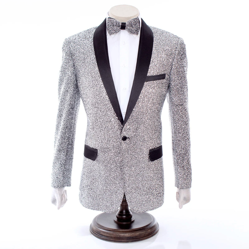 Men's Sparkling Silver 2-Piece Slim-Fit Tuxedo