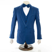 Sapphire Trim on Sapphire Stretch 3-Piece Slim-Fit Tuxedo