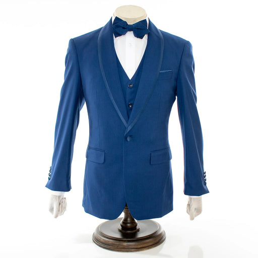 Sapphire Trim on Sapphire Stretch 3-Piece Slim-Fit Tuxedo