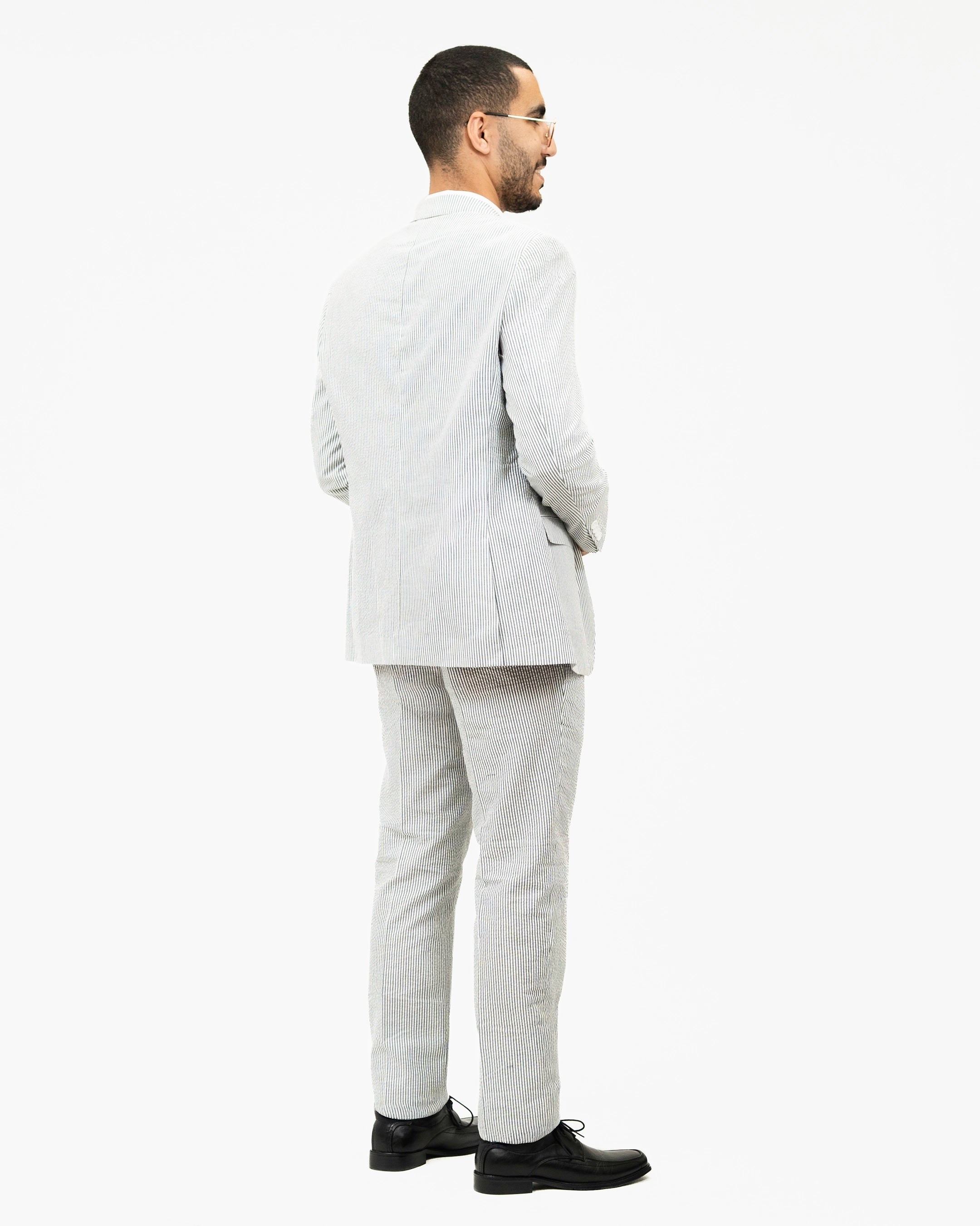 Gray Seersucker 3-Piece Slim-Fit Suit