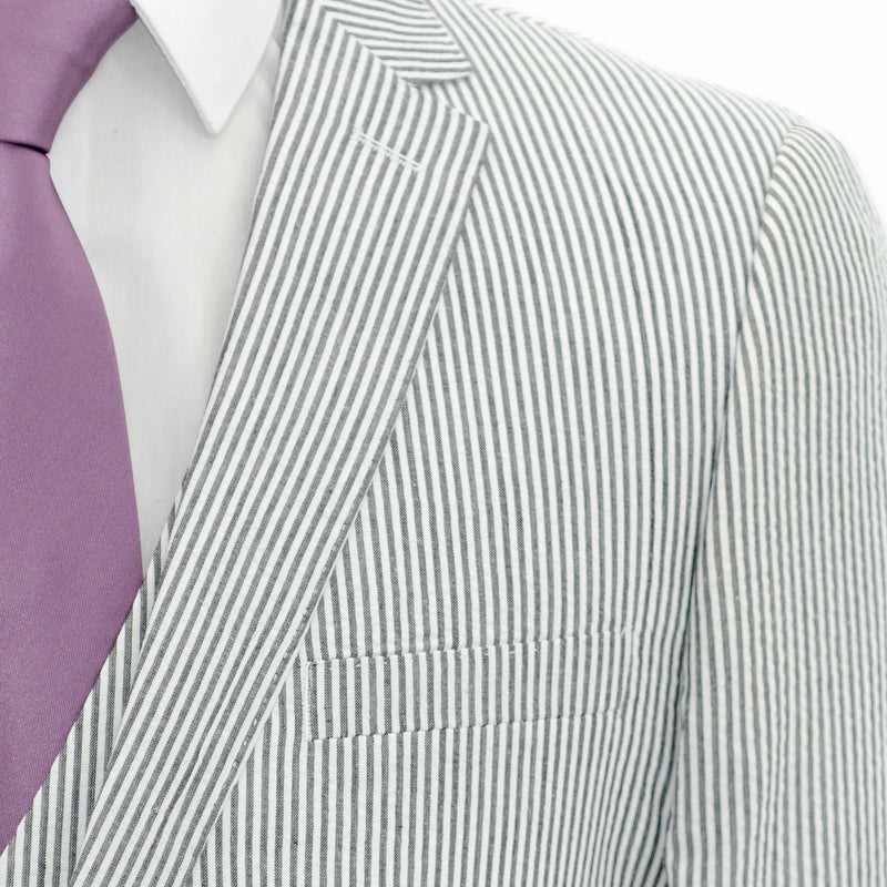 Gray Seersucker 3-Piece Slim-Fit Suit