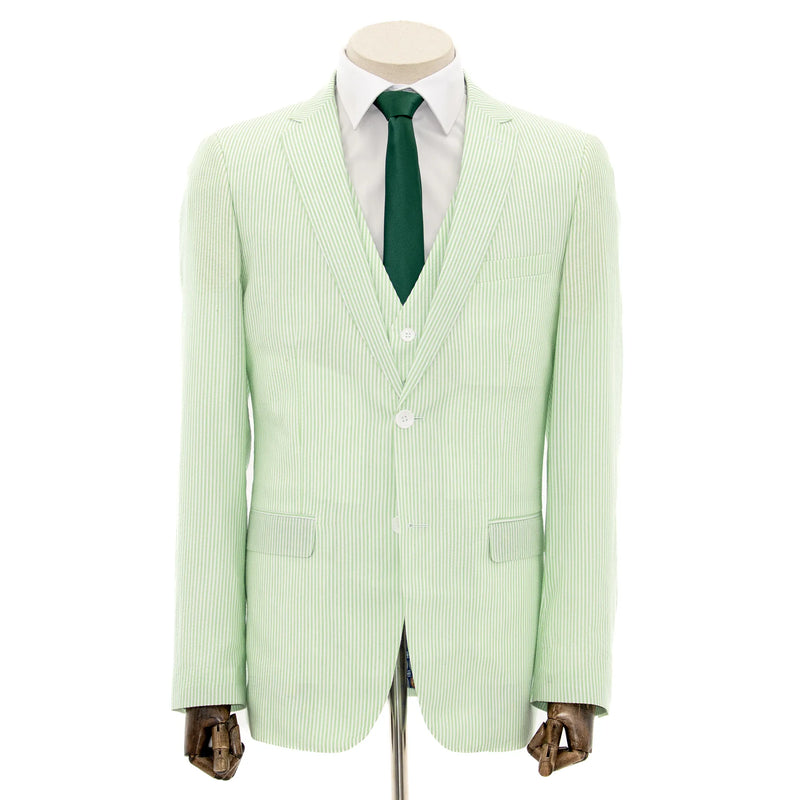Green Seersucker 3-Piece Slim-Fit Suit