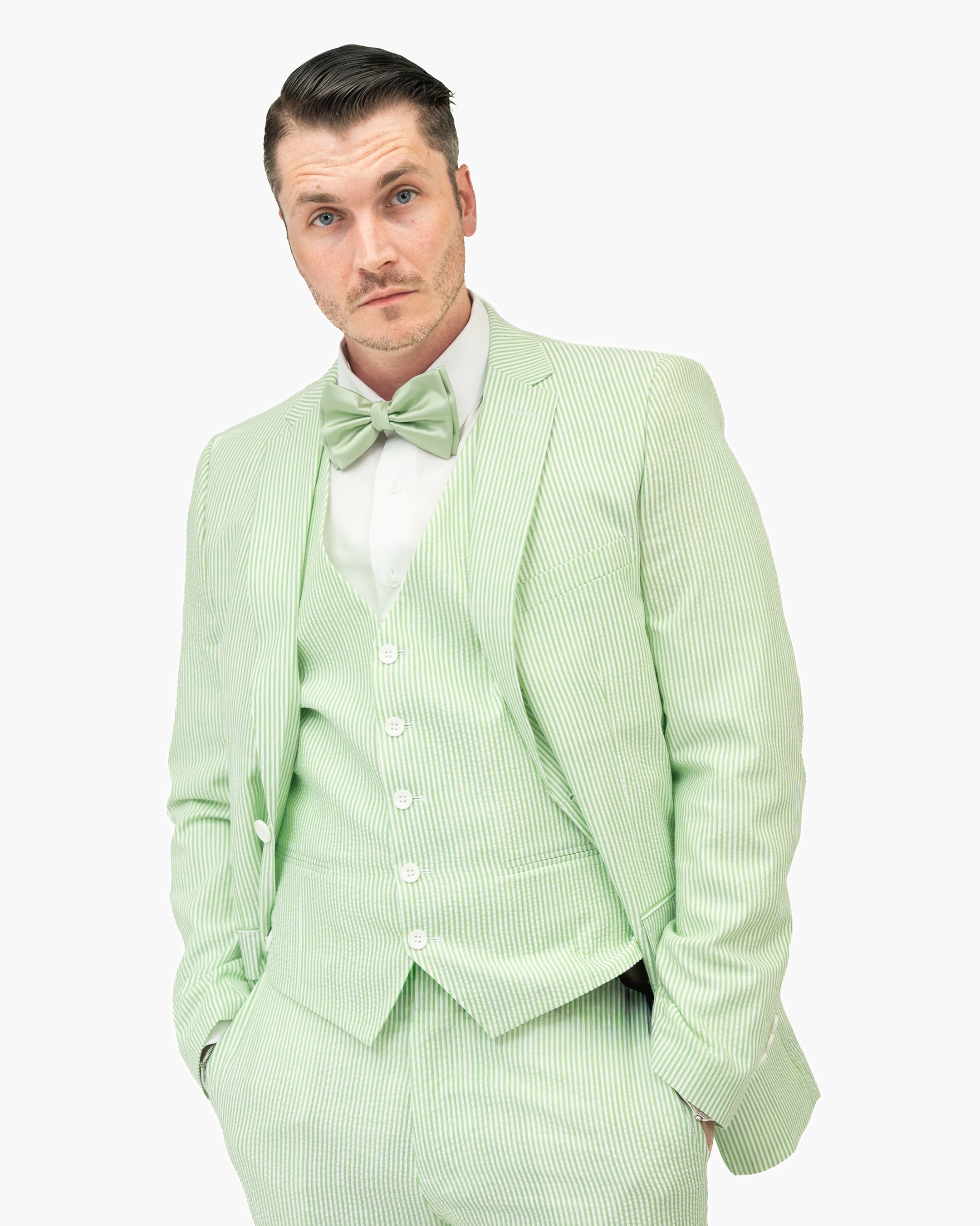 Green Seersucker 3-Piece Slim-Fit Suit