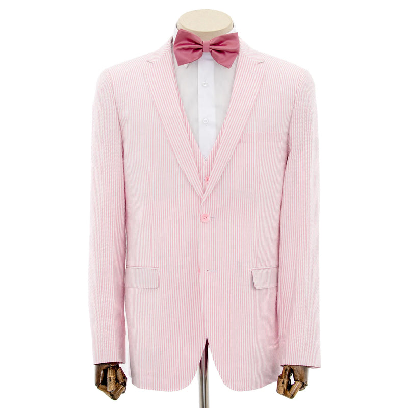 Pink Seersucker 3-Piece Slim-Fit Suit