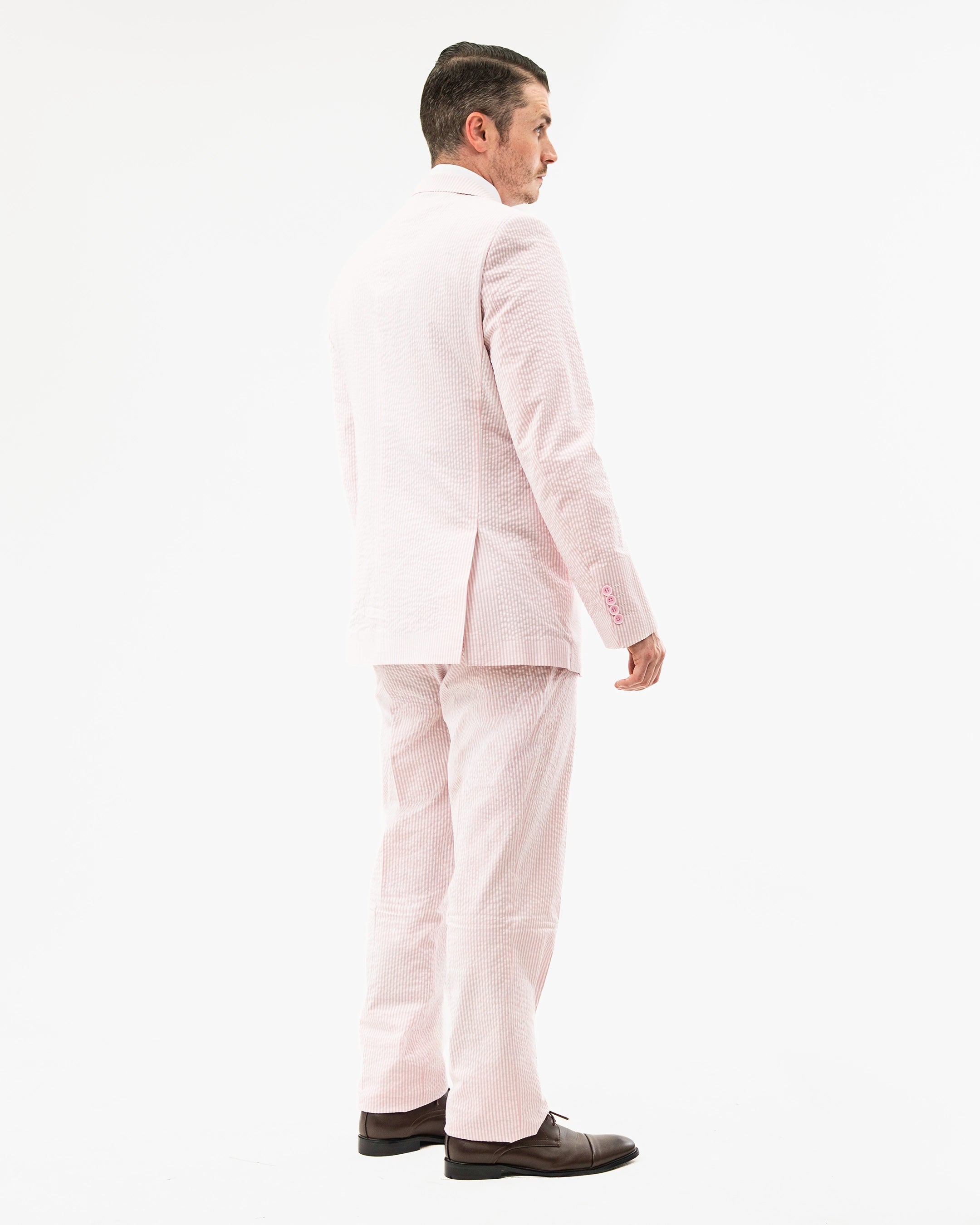 Pink Seersucker 3-Piece Slim-Fit Suit