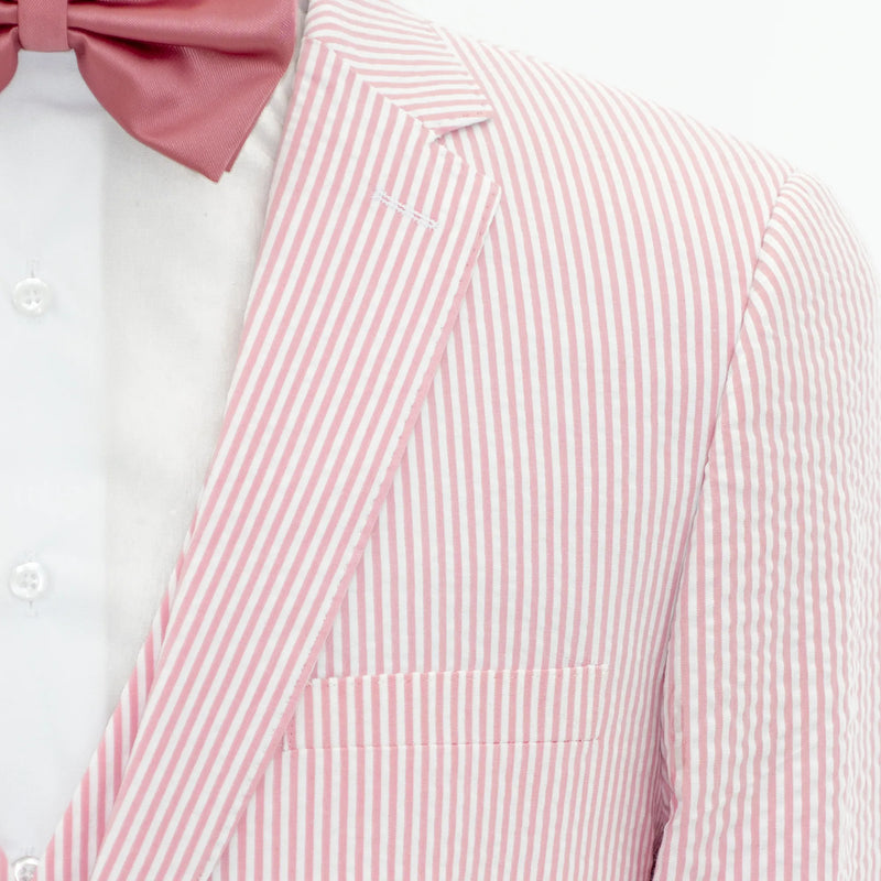 Pink Seersucker 3-Piece Slim-Fit Suit
