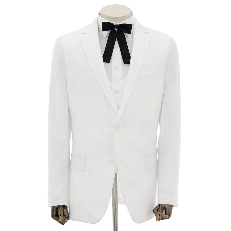 White Seersucker 3-Piece Modern-Fit Suit
