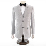 Men's Black And White Seersucker Cotton Fabric Suit