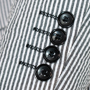 Men's Black And White Seersucker Cotton Fabric Suit