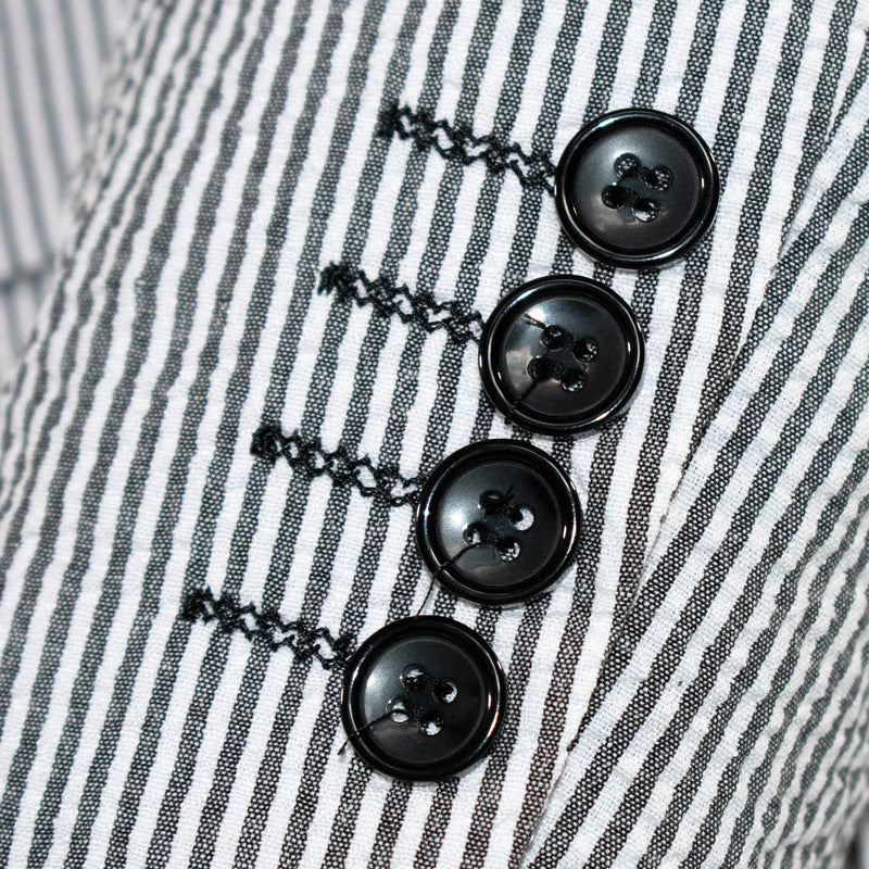 Men's Black And White Seersucker Cotton Fabric Suit