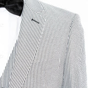 Men's Black And White Seersucker Cotton Fabric Suit