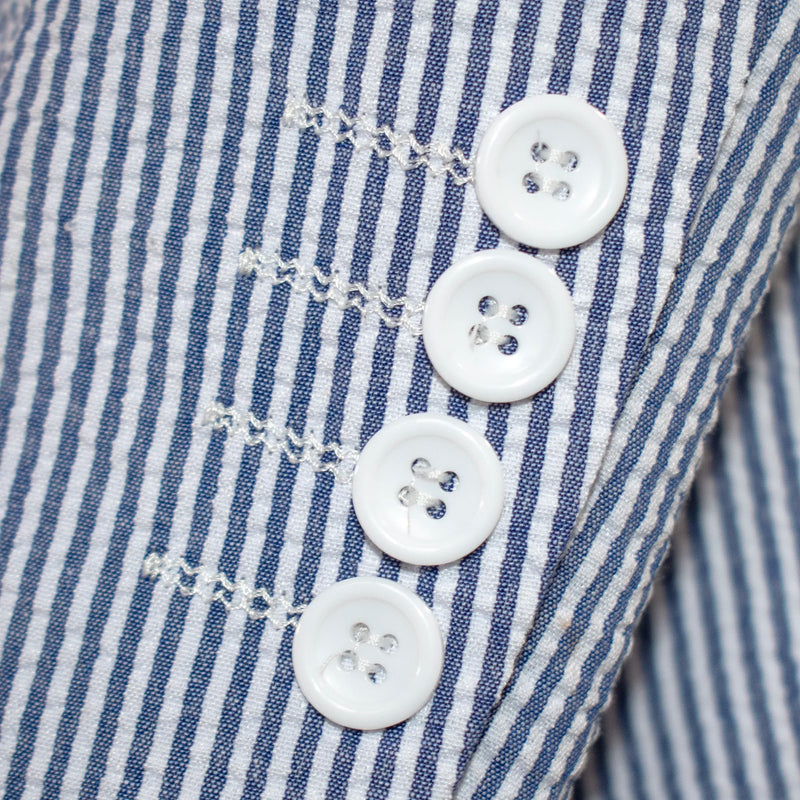 Men's Blue Seersucker 3-Piece Tailored-Fit Suit