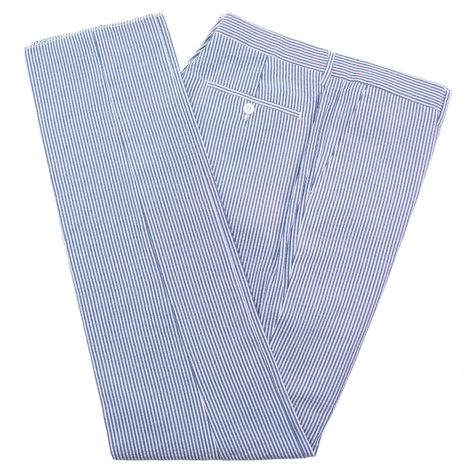 Men's Blue Seersucker 3-Piece Tailored-Fit Suit