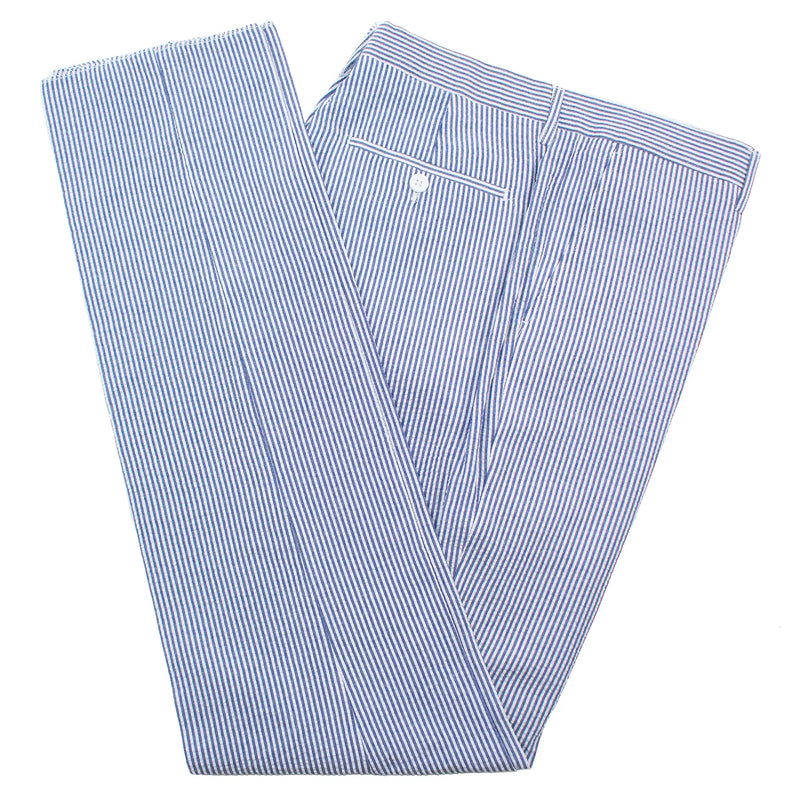 Men's Blue Seersucker 3-Piece Tailored-Fit Suit