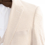 Tan Seersucker 3-Piece Tailored-Fit Suit