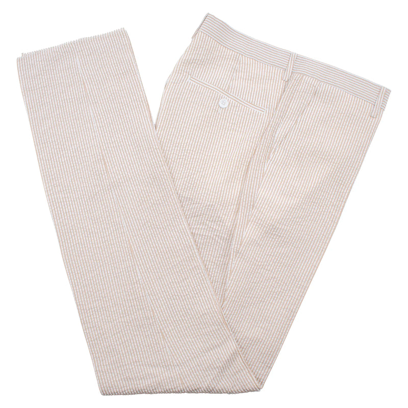 Tan Seersucker 3-Piece Tailored-Fit Suit