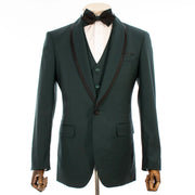 Black Trim on Hunter Green Stretch 3-Piece Slim-Fit Tuxedo